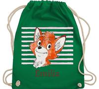 Turnbeutel Rucksack - Süßer Fuchs mit Name personalisiert I Mädchen Geschenk Fox - Unisize - Grün - schul sporttasche +mit+fuchs beutel kindergartenwechselkleidung tasche fuchsmotiv sportbeutel