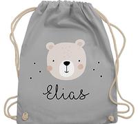 Turnbeutel Rucksack - Süßer Heller Bär Bärenmotiv Bären Bear - Unisize - Hellgrau - personalisierter beutel kinder kindergarten wechselbeutel teddy bärchen umhängebeutel