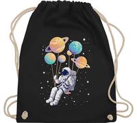 Turnbeutel Rucksack - Taschen - Astronaut Planet Schaukel Sonnensystem I Universum Planeten Space Schaukel Weltall I Himmelskörper Galaxy I Astronauten Kostüm Raumfahrer - Unisize - Schwarz