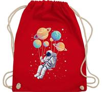 Turnbeutel Rucksack - Taschen - Astronaut Planet Schaukel Sonnensystem I Universum Planeten Space Schaukel Weltall I Himmelskörper Galaxy I Astronauten Kostüm Raumfahrer - Unisize - Rot - motiv