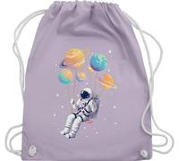 Turnbeutel Rucksack - Taschen - Astronaut Planet Schaukel Sonnensystem I Universum Planeten Space Schaukel Weltall I Himmelskörper Galaxy I Astronauten Kostüm Raumfahrer - Unisize - Pastell Lila