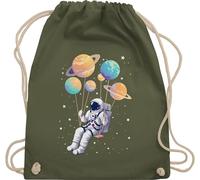 Turnbeutel Rucksack - Taschen - Astronaut Planet Schaukel Sonnensystem I Universum Planeten Space Schaukel Weltall I Himmelskörper Galaxy I Astronauten Kostüm Raumfahrer - Unisize - Olivgrün