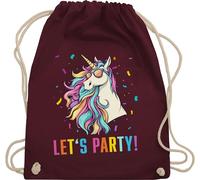 Turnbeutel Rucksack - Taschen - Geschenk Einhorn Lets Party Outfit Geschenke Einhorn Party Unicorn Geschenk Einhörner I - Unisize - Bordeauxrot - kinder einhörnern unicorns motiv mit