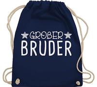 Turnbeutel Rucksack - Taschen - Großer Bruder Sterne - Unisize - Navy Blau - geschenk für grossen grosser brother große brüder baumwollbeutel geschenke tasche big bro großen stoffbeutel fuer