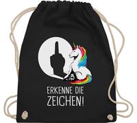 Turnbeutel Rucksack - Taschen - Lustiger Einhorn Spruch Erkenne die Zeichen | Cooles Unicorn Geschenk Einhörner Sprüche witzig - Unisize - Schwarz - kinder einhörnern erkene kordelzug unicorns