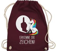 Turnbeutel Rucksack - Taschen - Lustiger Einhorn Spruch Erkenne die Zeichen | Cooles Unicorn Geschenk Einhörner Sprüche witzig - Unisize - Bordeauxrot - kinder einhörnern erkene unicorns motiv