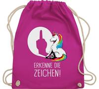 Turnbeutel Rucksack - Taschen - Lustiger Einhorn Spruch Erkenne die Zeichen | Cooles Unicorn Geschenk Einhörner Sprüche witzig - Unisize - Fuchsia - kinder einhörnern erkene kordelzug unicorns
