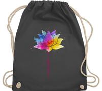 Turnbeutel Rucksack - Taschen - Namaste Lotusblüte I Meditation I Yoga I Mandala Spirit - Unisize - Dunkelgrau - yoga-tasche joga lotus tasche baumwolle geschenke wellness bag fans lotosblüte
