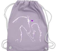 Turnbeutel Rucksack - Taschen - Pferd und Reiterin Geschenk Pferde Mädchen Geschenk Pferd Geschenke Pferdeliebhaber I Reiten Geschenke für Pferdefreunde I Reitlehrerin - Unisize - Pastell Lila