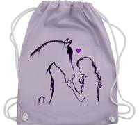 Turnbeutel Rucksack - Taschen - Pferd und Reiterin Geschenk Pferde Mädchen I Pferd Geschenk für Pferdeliebhaber I Reiten Mädchen Geschenke für Pferdefreunde I Reitlehrerin - Unisize - Pastell