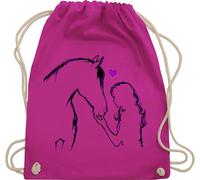 Turnbeutel Rucksack - Taschen - Pferd und Reiterin Geschenk Pferde Mädchen I Pferd Geschenk für Pferdeliebhaber I Reiten Mädchen Geschenke für Pferdefreunde I Reitlehrerin - Unisize - Fuchsia
