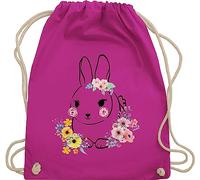Turnbeutel Rucksack - Taschen - Süßer Hase Ostern I Osterhase - Unisize - Fuchsia - sportbeutel tiermotiv hasen osterhasen oster beutel kita hasenmotiv bunny turnsackerl tasche häschen blumen