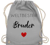 Turnbeutel Rucksack - Taschen - Weltbester Bruder Geschenk | Geschenkidee für den besten Bruder der Welt | Geschenke für Brüder - Unisize - Hellgrau - brother herz bruderherz beste brüderchen