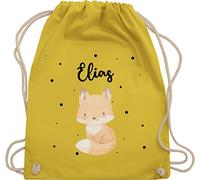 Turnbeutel Rucksack - Tiere - Süßer Fuchs - Unisize - Gelb - kindergarten beutel personalisierter stoffbeutel kinder personalisierte geschenke kita rucksackbeutel schulanfang mädchen sportbeutel