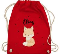 Turnbeutel Rucksack - Tiere - Süßer Fuchs - Unisize - Rot - kindergarten beutel personalisierter stoffbeutel kinder personalisierte geschenke kita rucksackbeutel schulanfang mädchen sportbeutel