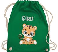Turnbeutel Rucksack - Tiere - Süßer Tiger Tigers Wildkatze - Unisize - Grün - wechselwäsche beutel kita personalisierter stoffbeutel kinder personalisierte geschenke motiv sportbeutel tasche