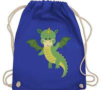 Turnbeutel Rucksack - Tiermotiv Animal Print - Drache - Unisize - Royalblau - kindergartentasche kinderrucksack tier tiermotive drachen juterucksäcke beutel für kindergarten tiere tiermotiven