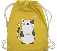 Turnbeutel Rucksack - Tiermotiv Animal Print - lustige Katze - Unisize - Gelb - sportbeutel tiere kinderrucksack tier tiermotive cat beutel kinder tiermotiven cats stoffrucksack tasche animals meow