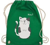 Turnbeutel Rucksack - Tiermotiv Animal Print - lustige Katze - Unisize - Grün - sportbeutel tiere kinderrucksack tier tiermotive cat beutel kinder tiermotiven cats stoffrucksack tasche animals meow