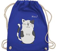Turnbeutel Rucksack - Tiermotiv Animal Print - lustige Katze - Unisize - Royalblau - sportbeutel tiere kinderrucksack tier tiermotive cat beutel kinder tiermotiven cats stoffrucksack tasche animals