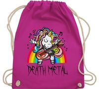 Turnbeutel Rucksack - Trend Kinderkleidung und Co - Death Metal Einhorn - Unicorn - Unisize - Fuchsia - kind heavy baumwollrucksack metalhead band sporttasche fans beutel backpack stofftasche