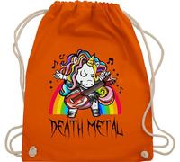 Turnbeutel Rucksack - Trend Kinderkleidung und Co - Death Metal Einhorn - Unicorn - Unisize - Orange - kind heavy baumwollrucksack metalhead band sporttasche fans beutel backpack stofftasche