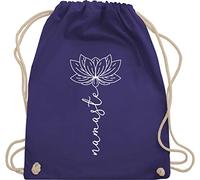 Turnbeutel Rucksack - und Wellness Geschenk - Namaste Lotusblüte Yoga Chakra - Unisize - Lila - welness geschenke meditation joga stoffrucksack yoga-tasche spirituelle blume sportbeutel flower