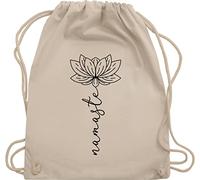 Turnbeutel Rucksack - und Wellness - Namaste Lotusblüte I Geschenk Yoga - Unisize - Naturweiß - meditation lotus stoffrucksack spirituelle hippi beutel joga hippie turnsack yoga-geschenke line art