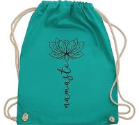 Turnbeutel Rucksack - und Wellness - Namaste Lotusblüte I Geschenk Yoga - Unisize - Türkis - meditation lotus stoffrucksack spirituelle hippi beutel joga hippie turnsack yoga-geschenke line art