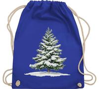 Turnbeutel Rucksack - Weihnachten - Taschen - Motiv Weihnachtsbaum mit Schnee Geschenk Wintermotiv Schneebedeckte Tanne I Winter Geschenk zur Winterzeit - Unisize - Royalblau - merry christmas