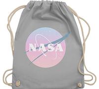 Turnbeutel Rucksack - Weltall - Nasa Logo I Geschenk Weltraum Fan - Unisize - Hellgrau - astronautenbeutel astronaut tasche planeten rakete astronauten raumfahrt universum space name