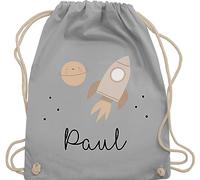 Turnbeutel Rucksack - Weltall - Niedliche Rakete Weltraum Raumschiff - Unisize - Hellgrau - astronaut planeten planet tasche nasa raketen beuteltasche astronauten name einfarbig raumfahrt sport