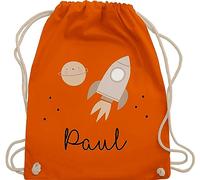 Turnbeutel Rucksack - Weltall - Niedliche Rakete Weltraum Raumschiff - Unisize - Orange - astronaut planeten planet tasche nasa raketen beuteltasche astronauten name einfarbig raumfahrt sport
