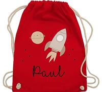 Turnbeutel Rucksack - Weltall - Niedliche Rakete Weltraum Raumschiff - Unisize - Rot - astronaut planeten planet tasche nasa raketen beuteltasche astronauten name einfarbig raumfahrt sport universum
