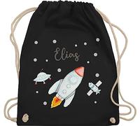 Turnbeutel Rucksack - Weltall - Rakete mit Name personalisiert I Flugrakete I Raumfahrt I Weltraum I Astronaut Geschenk - Unisize - Schwarz - wechsel beutel planeten raketen tasche nasa astronauten