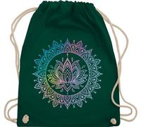 Turnbeutel Rucksack - Yoga - Taschen - Mandala Lotusblume I Spirituelle Meditation I Pilates Lotus Entspannung - Unisize - Dunkelgrün - meditations tasche yoga-tasche joga wellness beutel baumwolle