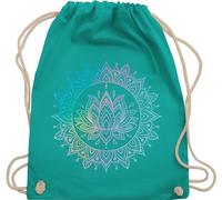 Turnbeutel Rucksack - Yoga - Taschen - Mandala Lotusblume I Spirituelle Meditation I Pilates Lotus Entspannung - Unisize - Türkis - meditations tasche yoga-tasche joga wellness beutel baumwolle