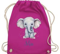 Turnbeutel Rucksack - Zootiere - Elefant Dickhäuter Grauer Riese Rüsseltier - Unisize - Fuchsia - tasche für kita elefanten geschenke name beutel und elefantenmotiv sportbeutel junge elephant