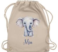 Turnbeutel Rucksack - Zootiere - Elefant Dickhäuter Grauer Riese Rüsseltier - Unisize - Naturweiß - tasche für kita elefanten geschenke beutel und elefantenmotiv sportbeutel junge elephant