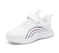 turnschuhe jungen 36 sommer, Sportschuhe Kinder Outdoor Schnürung Kinderschuhe Leicht Atmungsaktiv Traillaufschuhe Laufschuhe Jungen Mädchen Turnschuhe Klettverschluss Hallenschuhe, Weiß, 29
