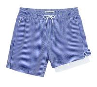 Turnshine Herren-Badehose mit Kompressionsfutter, 12,7 cm, Stretch, Strand-Shorts, schnelltrocknend, Badeshorts, Boardshorts, Reißverschlusstaschen, Blaue Streifen, M