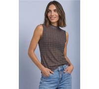 Turtle Neck Top aus Mesh mit Print