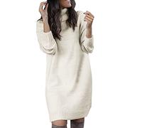 Turtleneck Damen, Longpullover Damenkleid Elegant Oversize Rollkragen Sweatshirt Winterkleidung Lockeres Beige Herbstkleid Pulloverkleid Langarm Lässig Sweater