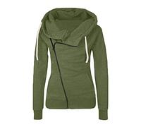 TURWXGSO Damen Kapuzenjacke Sweatjacke Asymmetrisch Reißverschluss Übergangsjacke Elegante Einfarbig Streetwear Herbst Frühling Mantel Kapuzenpullover Outwear Hoodie mit Kapuze Tasche