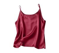 TURWXGSO Damen Tank Tops Sommer Spaghetti Cami Oberteile Satin Plain Tanktops Rundhals Ärmelloses T-Shirt Einfarbig Elegante Feiertagsparty Tragen Unterhemden Bequeme Unterwäsche