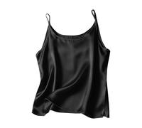 TURWXGSO Damen Tank Tops Sommer Spaghetti Cami Oberteile Satin Plain Tanktops Rundhals Ärmelloses T-Shirt Einfarbig Elegante Feiertagsparty Tragen Unterhemden Bequeme Unterwäsche