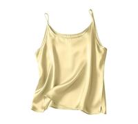 TURWXGSO Damen Tank Tops Sommer Spaghetti Cami Oberteile Satin Plain Tanktops Rundhals Ärmelloses T-Shirt Einfarbig Elegante Feiertagsparty Tragen Unterhemden Bequeme Unterwäsche