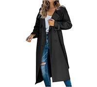 TURWXGSO Damen Trenchcoat Lang Leicht Jacke mit Gürtel Elegant Gehschlitz Zweireihiger Mantel Damen Mode Frühling Herbst Übergangsjacke Büro Business Freizeit Einfarbig Mittellang Mantel