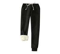 TURWXGSO Jogginghose Damen Winter Thermohose Warm Innenfutter Kordelzug Elastischer Bund Dicke Fleece Gefüttert Sweathose Sport Hosen Thermo Haushose Jogger Hose Outdoorhose