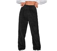 TURWXGSO Plüschhose Damen Warm Herbst Winter Pyjamahose Lang Jogginghose Elegant Hohe Taille Flauschig Schlafanzughose Fleecehose Freizeithose Laufhose Freizeithose Sweathose große Größe S-5XL